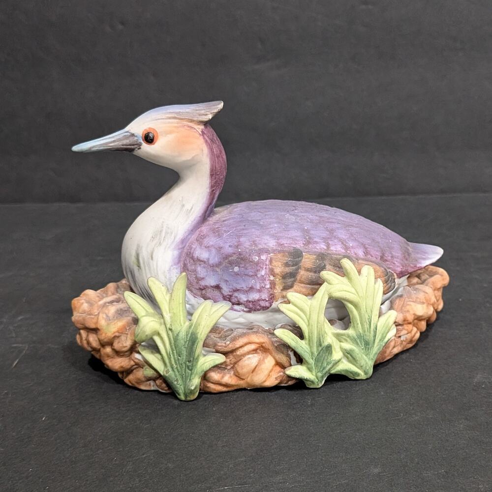 Vintage Bisque Bird Figurine Lakehouse Cabin Decor Rustic Nesting Naturecore